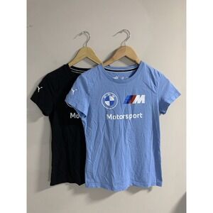 Puma BMW Motorsport Shirt Womens S Black Blue M Racing Logo T-Shirt Lot Of 2